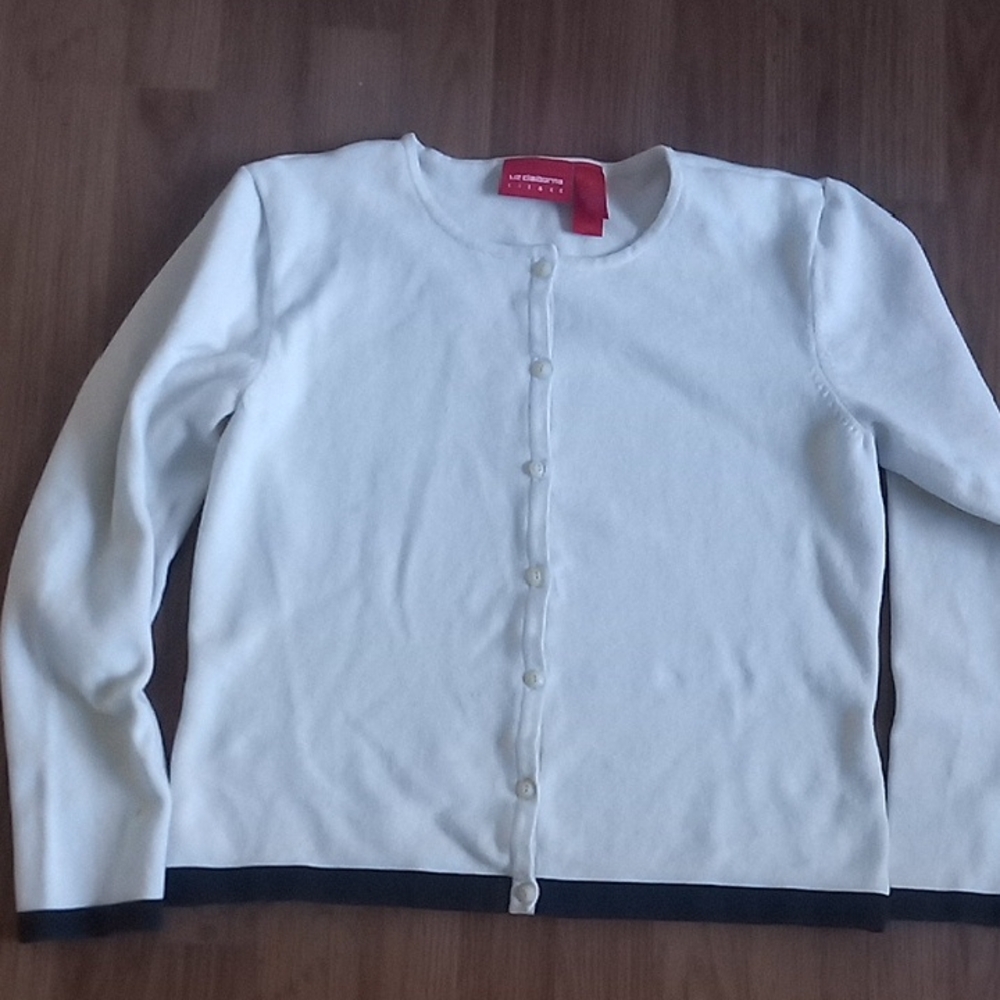 Liz Claiborne Black and White Cardigan Sweater